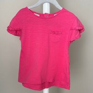 Zara Short Sleeve Pink T-Shirt With Floral Appliqués Size 3/4